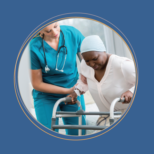 Care Options Physical Therapist assisting woman trying to use a walker